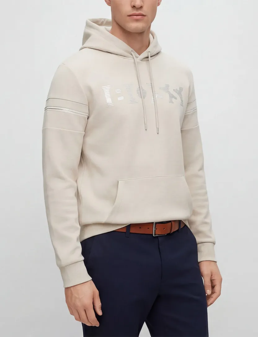 Hugo Boss trui beige effen met opdruk