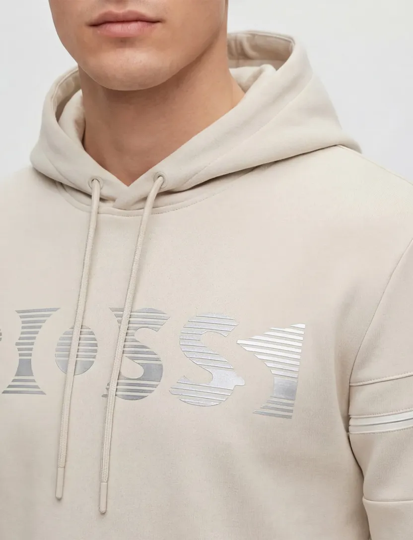 Hugo Boss trui beige effen met opdruk