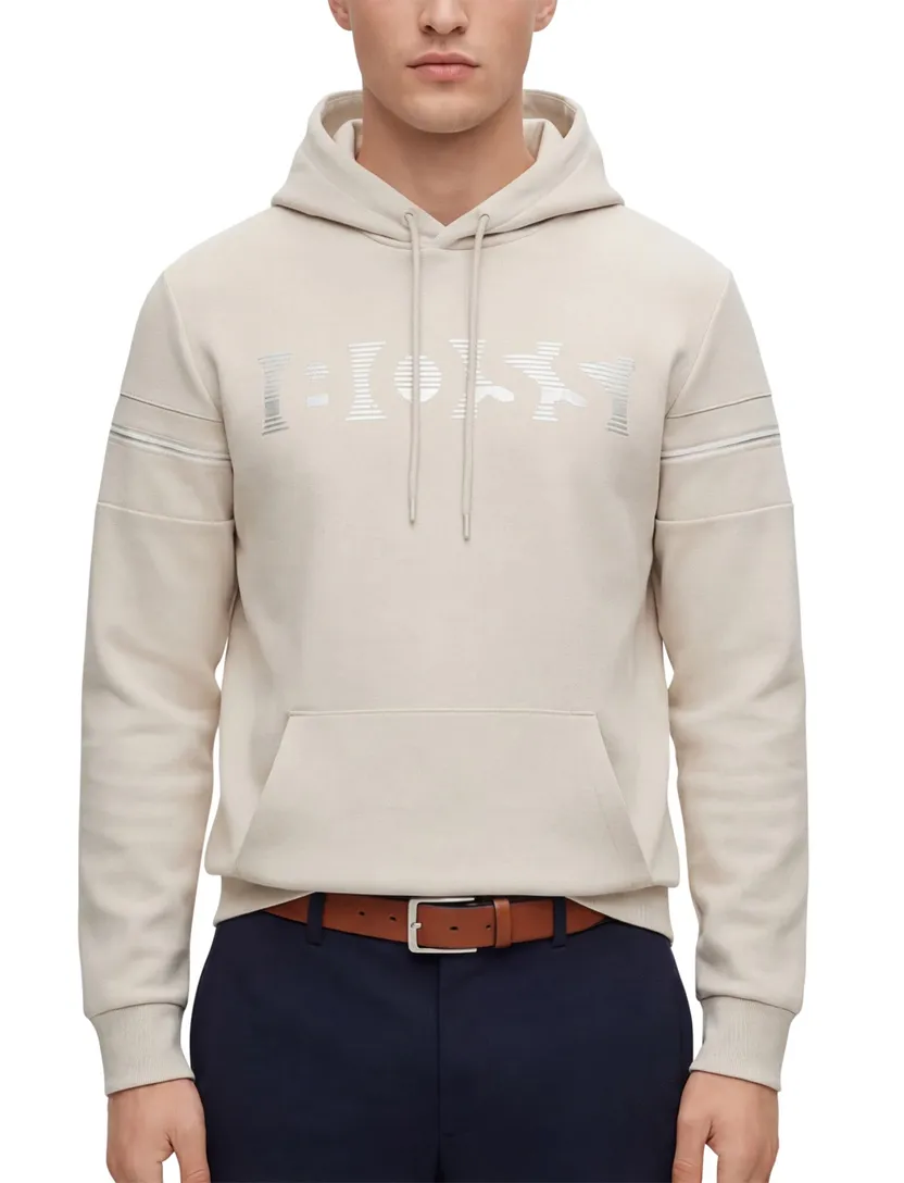 Hugo Boss trui beige effen met opdruk