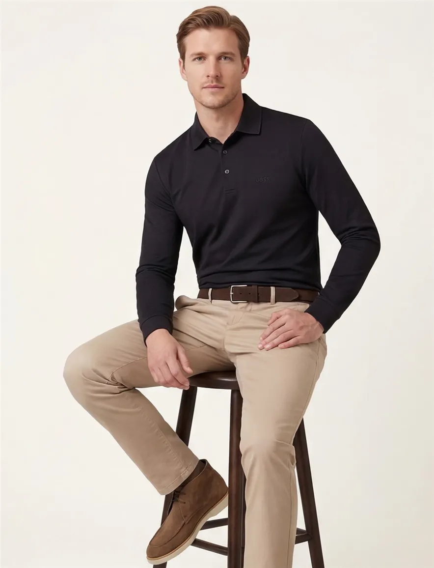 BOSS Pado polo regular fit zwart katoen