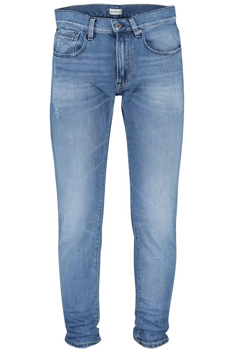 pantalon Butcher of Blue lichtblauw effen denim, katoen