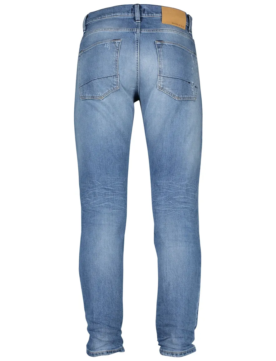 Butcher of Blue pantalon lichtblauw effen denim, katoen
