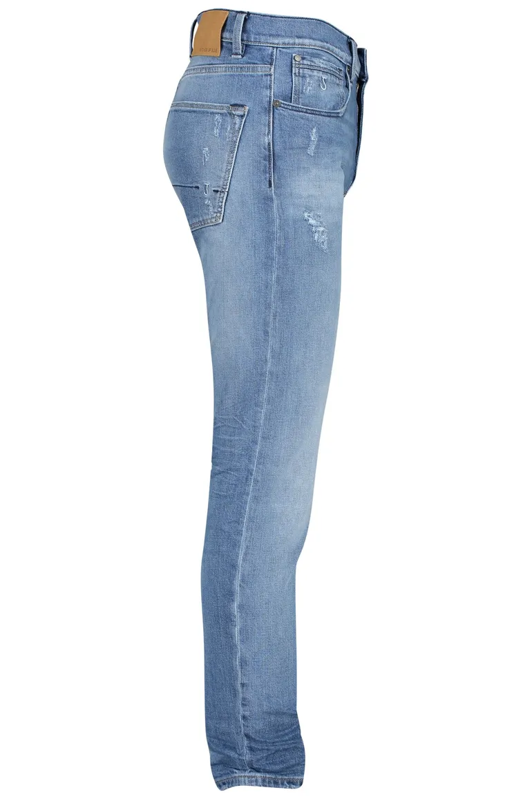 pantalon Butcher of Blue lichtblauw effen denim, katoen