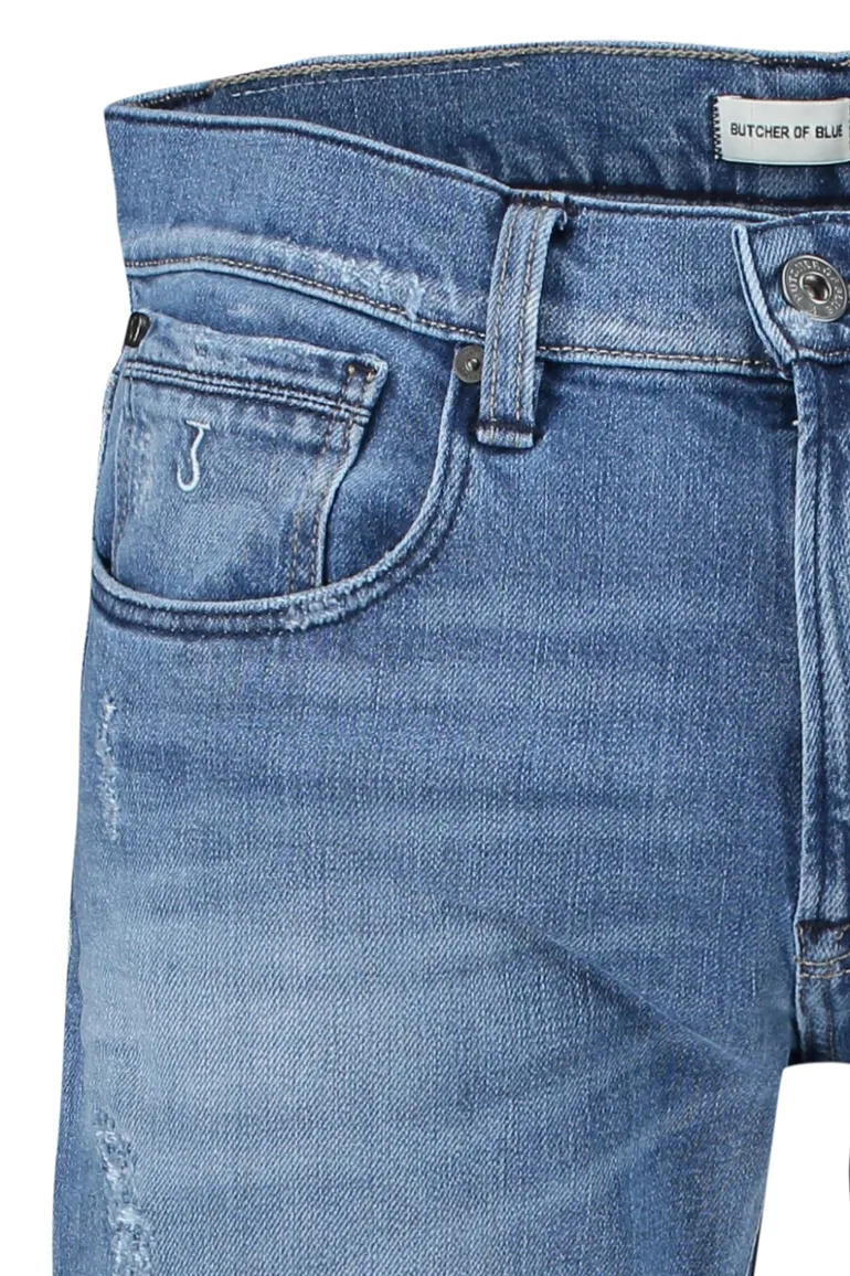 pantalon Butcher of Blue lichtblauw effen denim, katoen