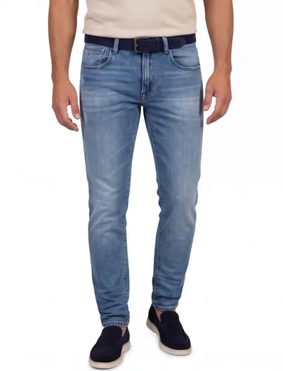 Butcher of Blue Butcher of Blue pantalon lichtblauw effen denim, katoen