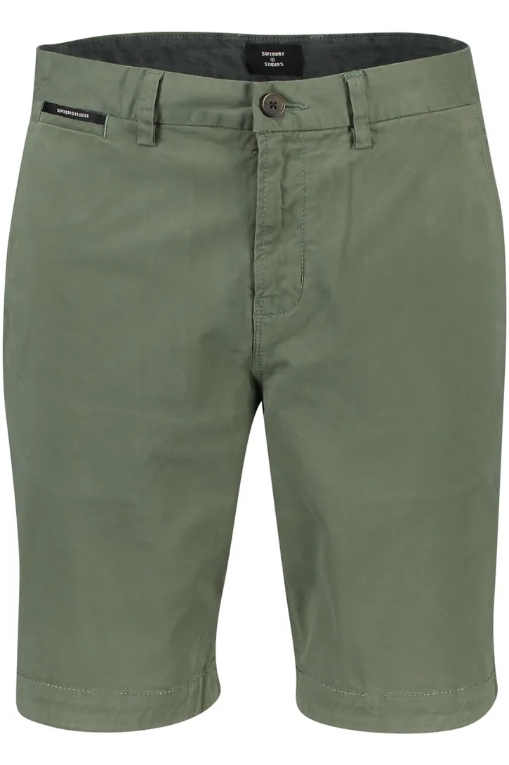 Superdry korte broek groen effen katoen