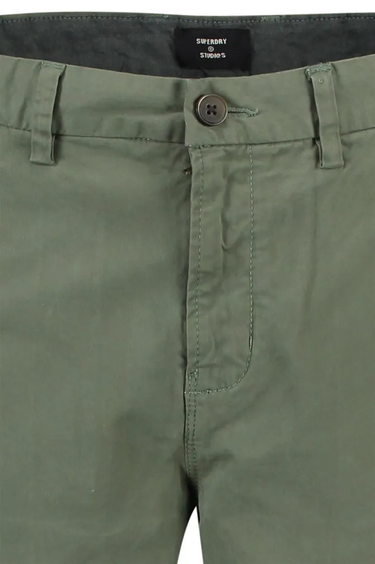 Superdry korte broek groen effen katoen