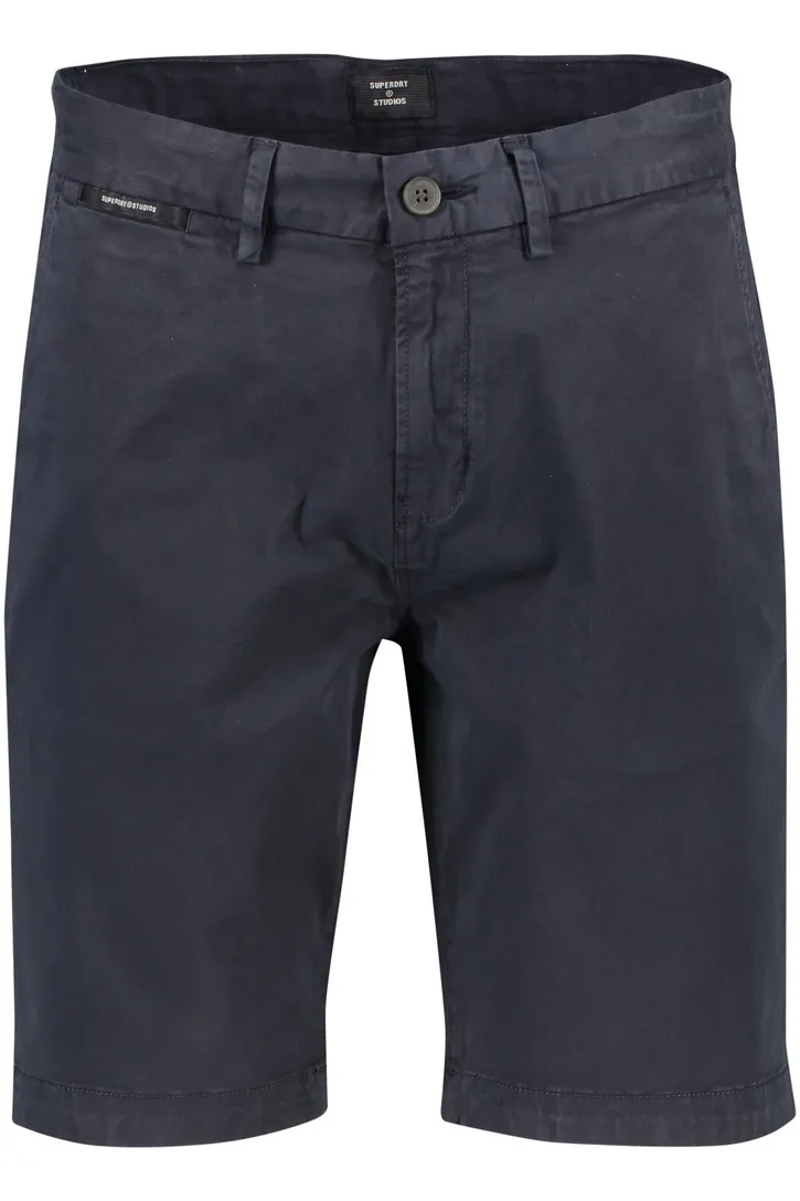 Superdry korte broek donkerblauw effen katoen
