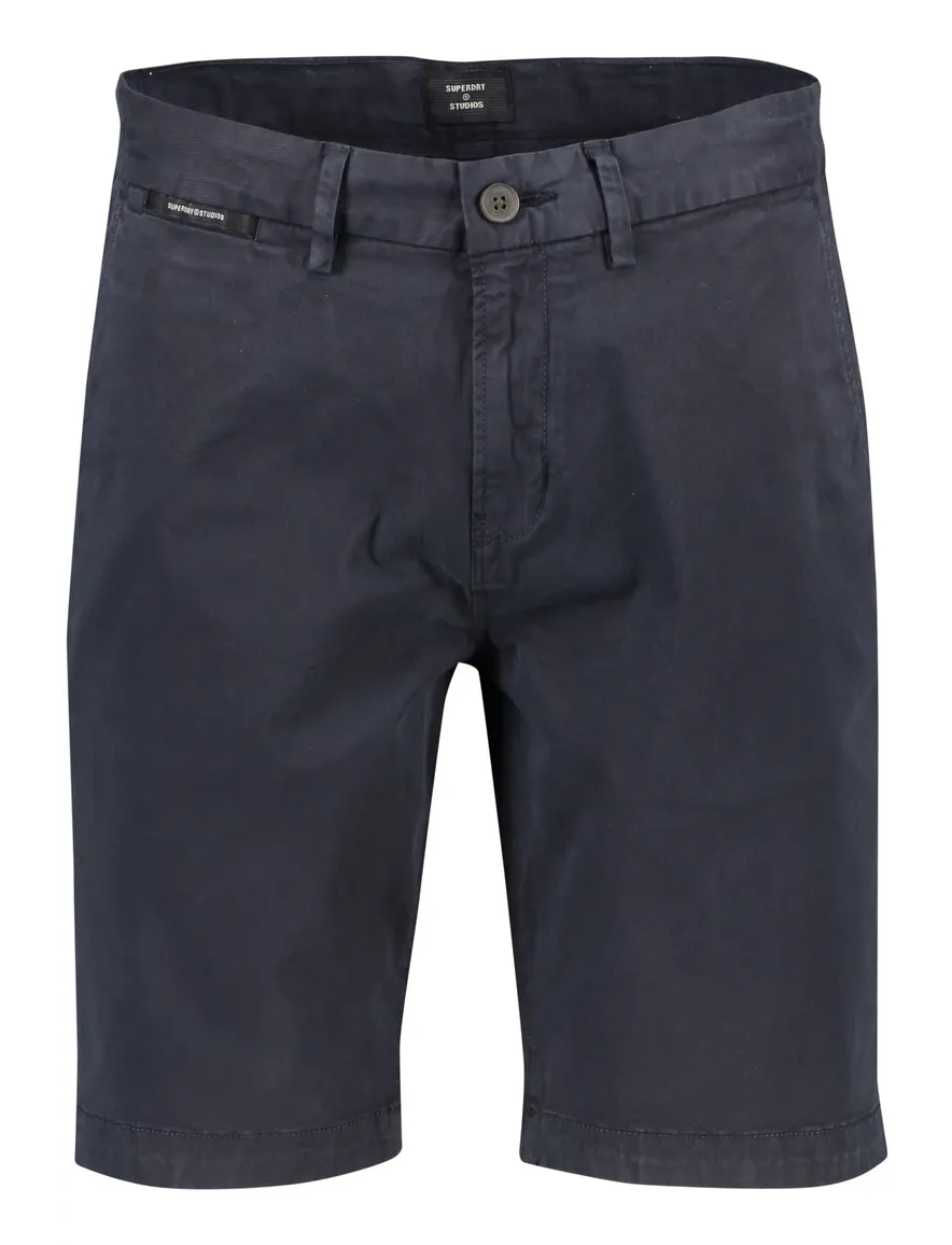Superdry korte broek heren donkerblauw effen katoen