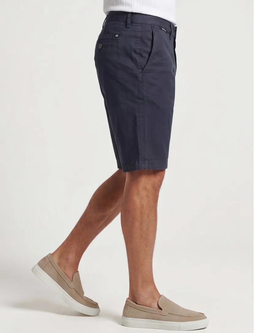 Superdry korte broek donkerblauw effen katoen