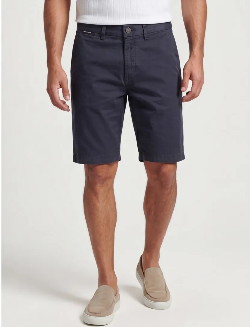 Superdry korte broek donkerblauw effen katoen