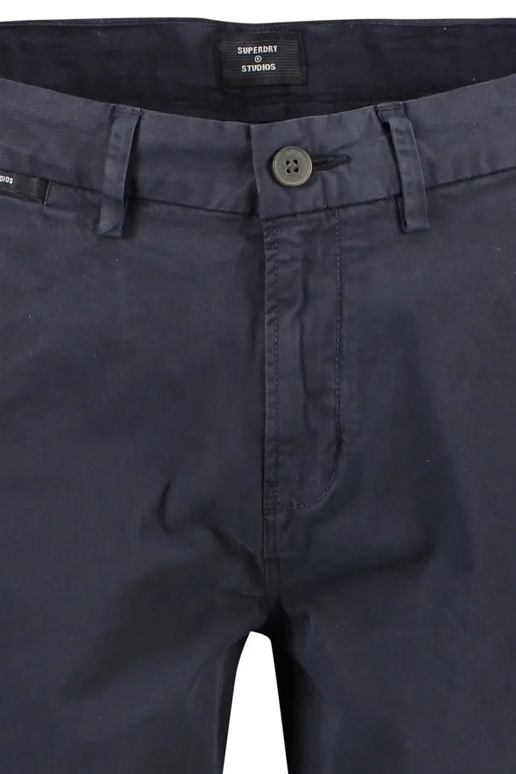Superdry korte broek donkerblauw effen katoen