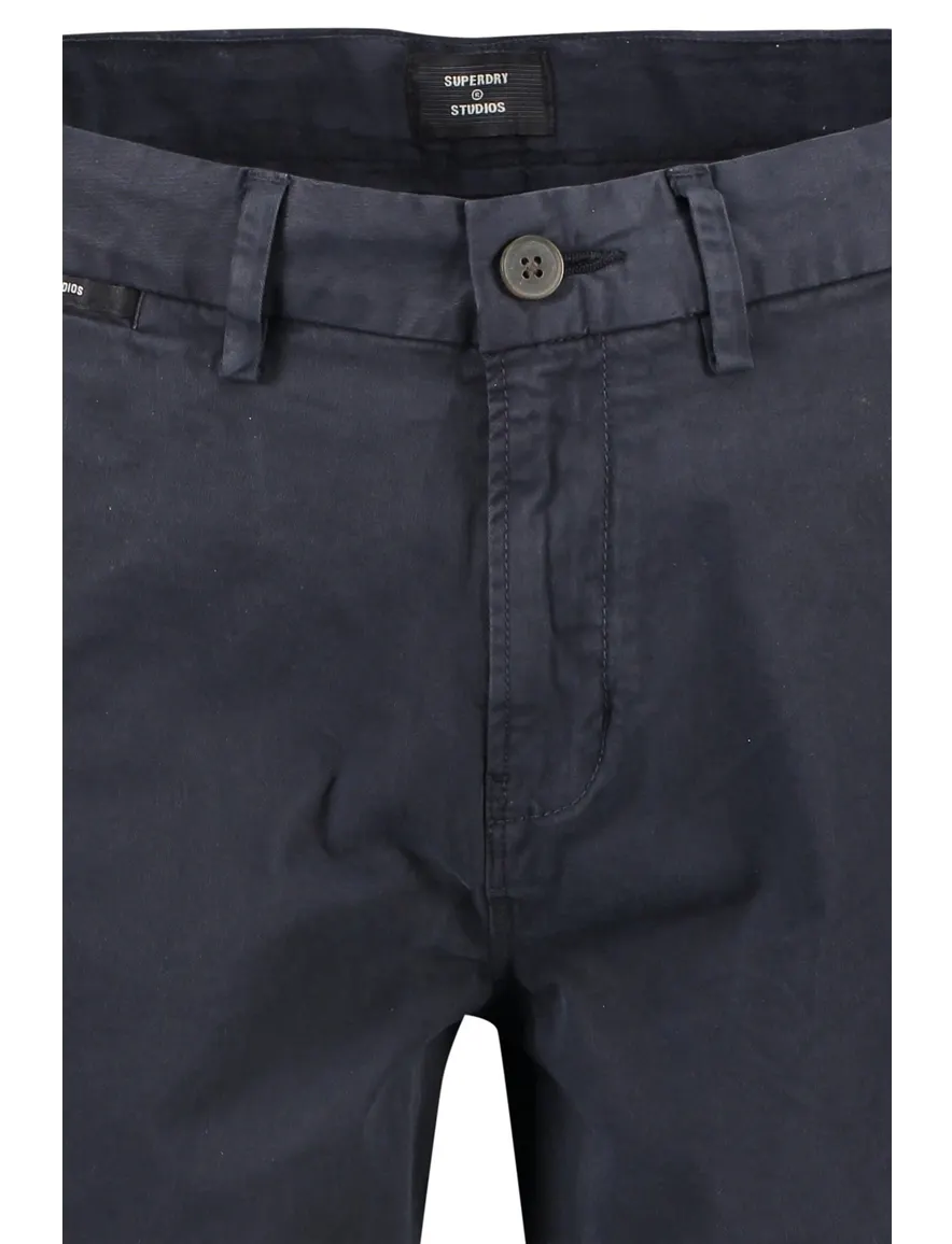 Superdry korte broek heren donkerblauw effen katoen