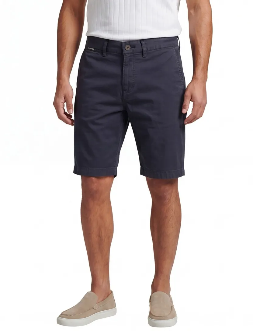 Superdry korte broek donkerblauw effen katoen