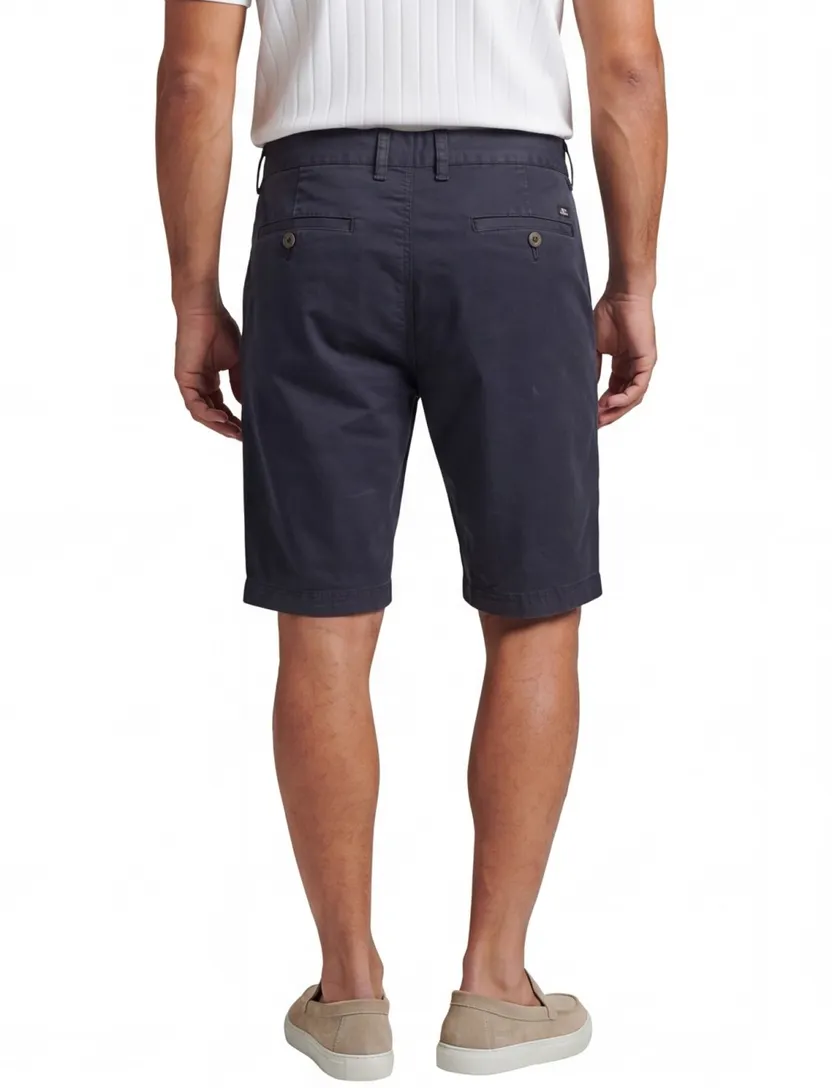 Superdry korte broek donkerblauw effen katoen