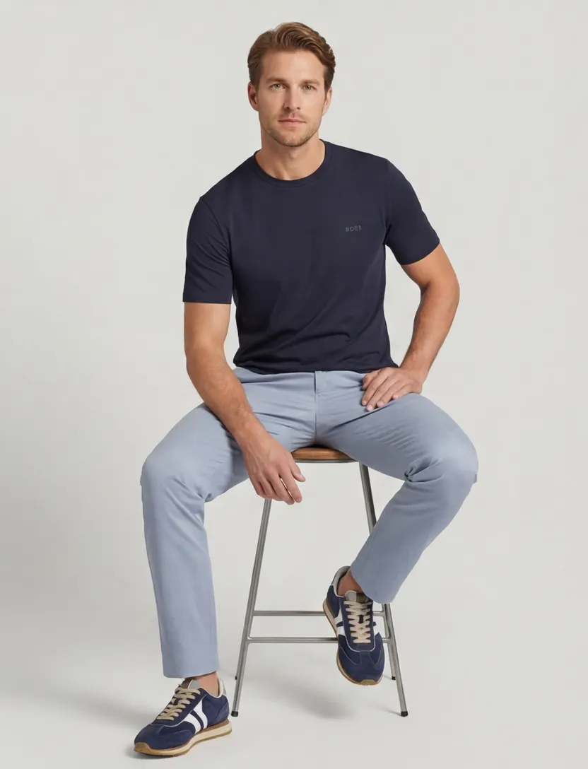 T-shirt Hugo Boss donkerblauw ronde hals Thompson