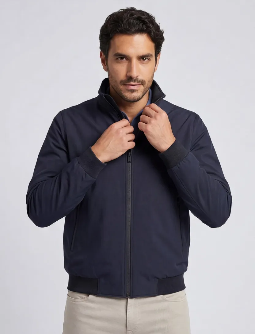 Portofino jas opstaande kraag donker blauw