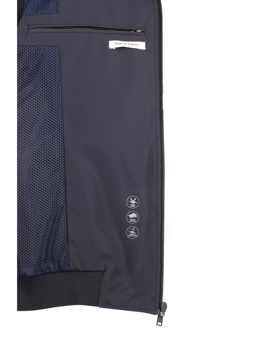 Donkerblauwe jas Portofino met opstaande kraag