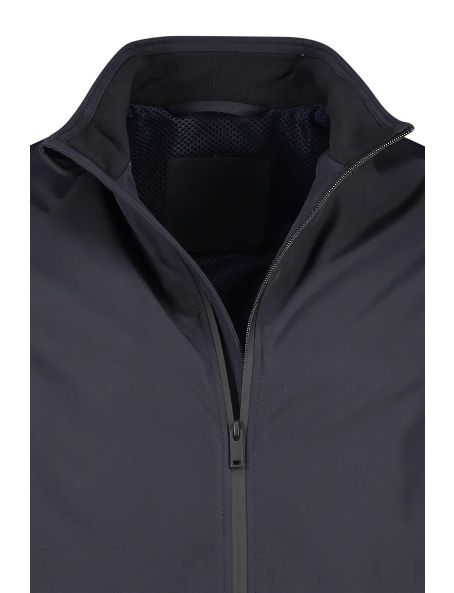 Donkerblauwe jas Portofino met opstaande kraag