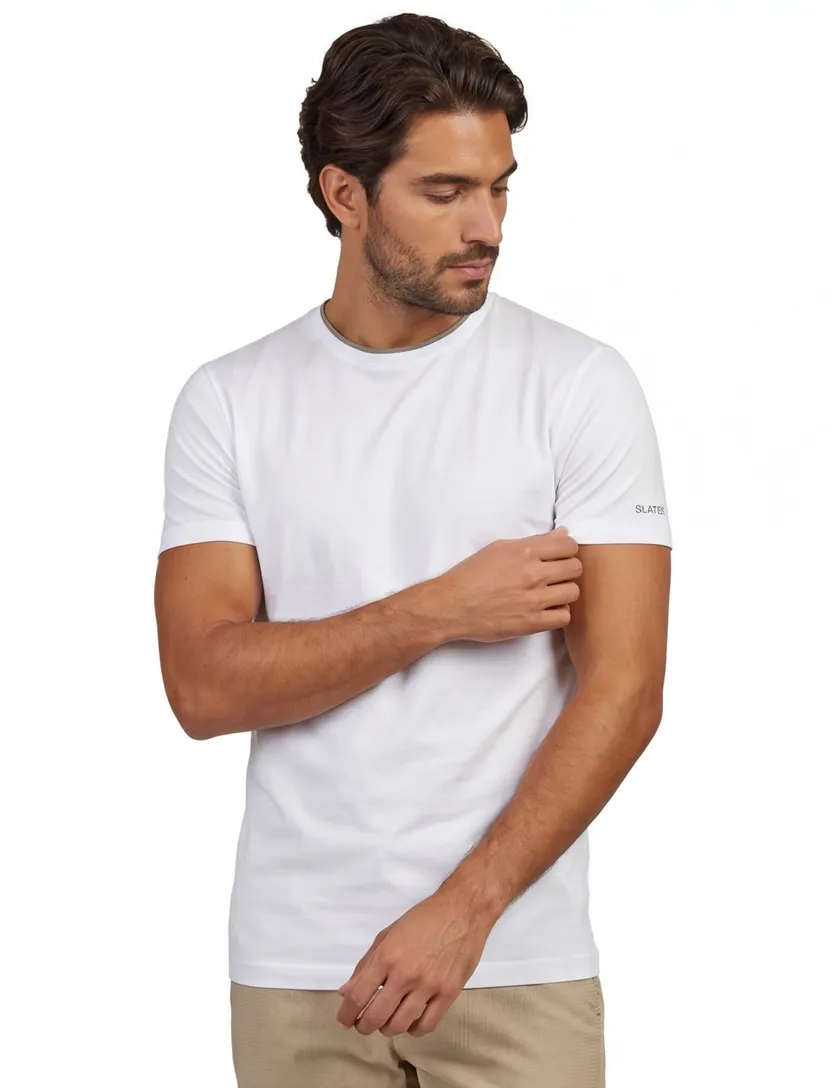 Slater t-shirt uni katoen wit
