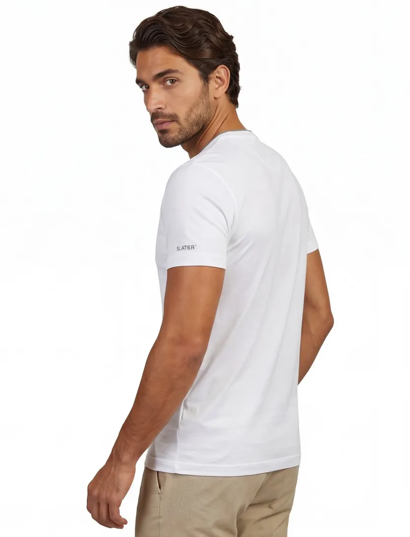 Slater t-shirt uni katoen wit