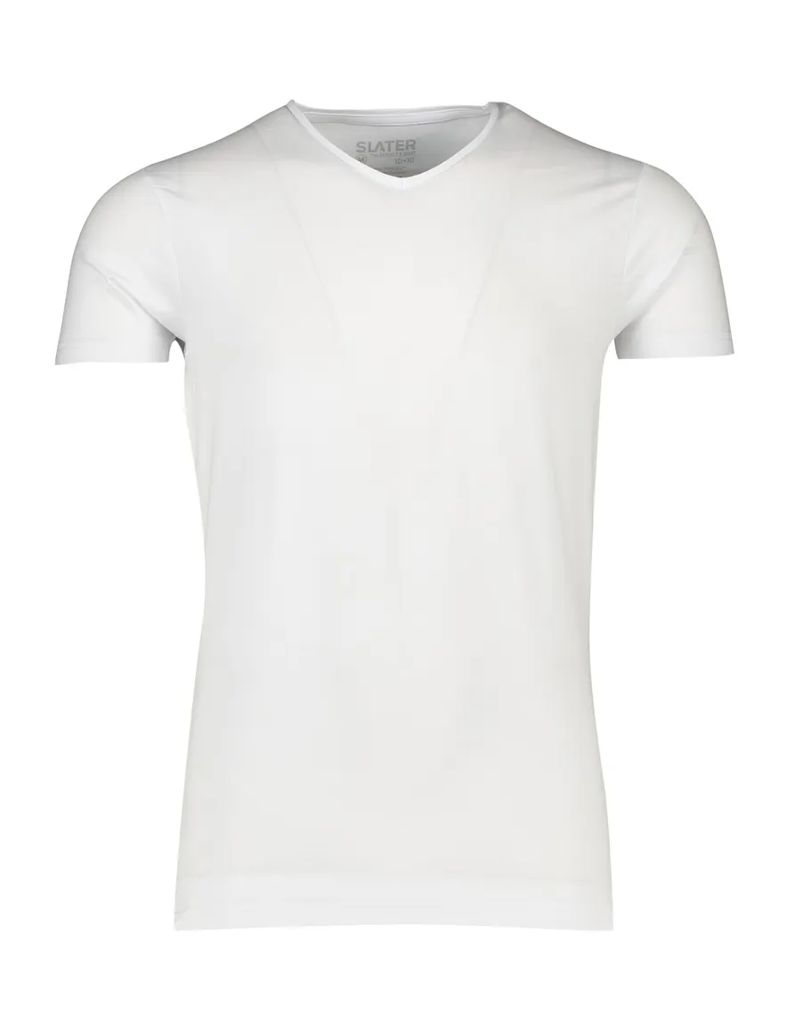 Slater t-shirt wit effen v-hals