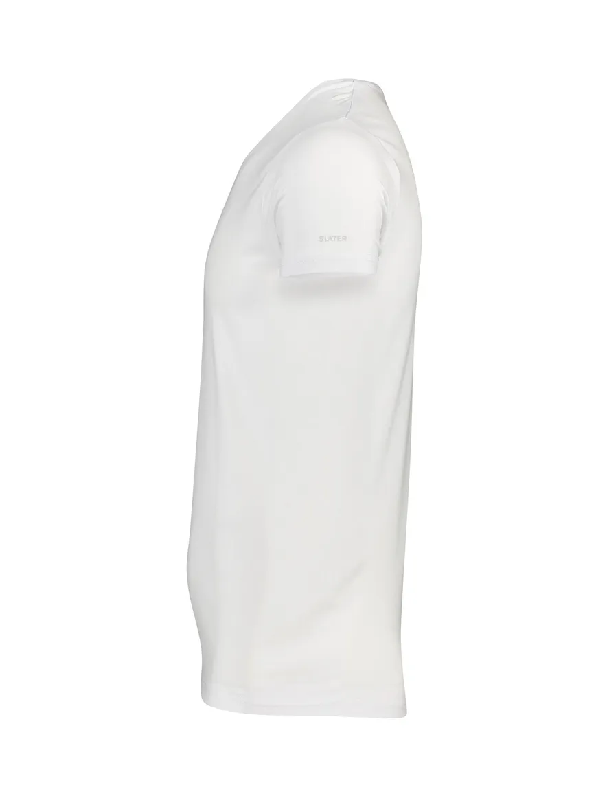 Slater t-shirt wit effen v-hals