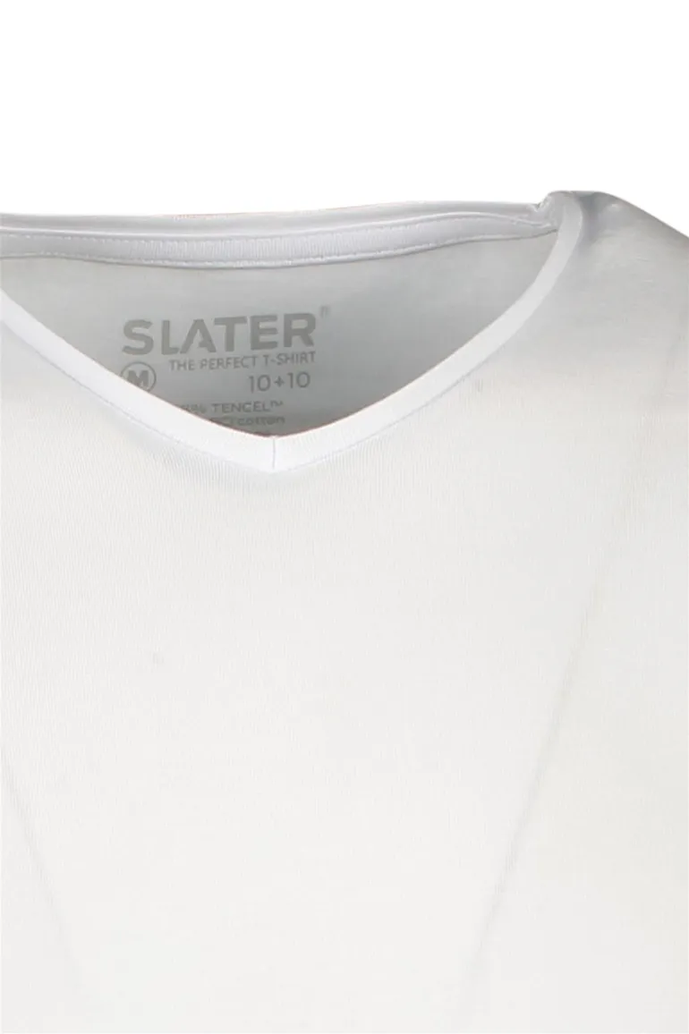 Slater t-shirt wit effen v-hals