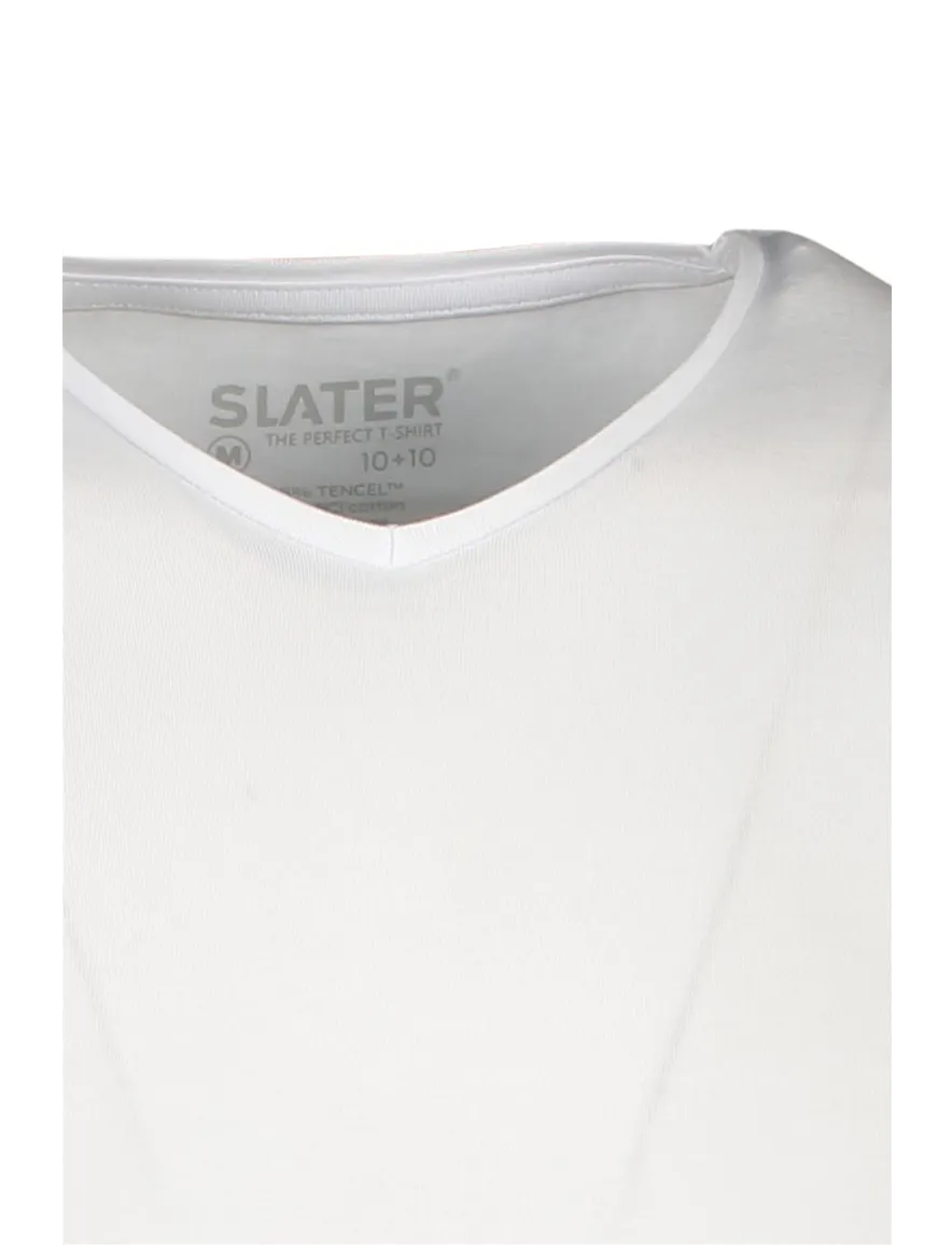 Slater t-shirt wit effen v-hals