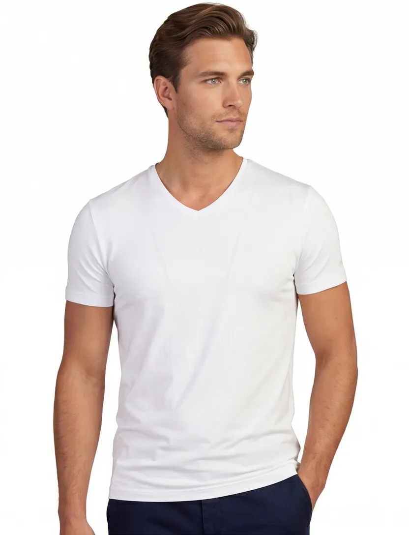Slater t-shirt effen katoen wit normale fit