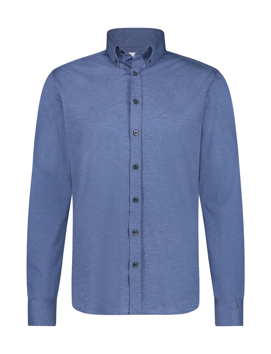 Overhemd State of Art gemeleerd blauw regular fit
