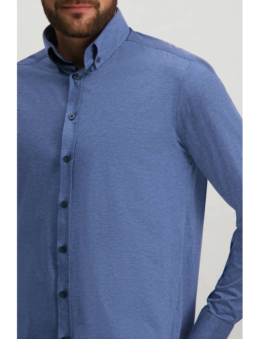 Overhemd State of Art gemeleerd blauw regular fit