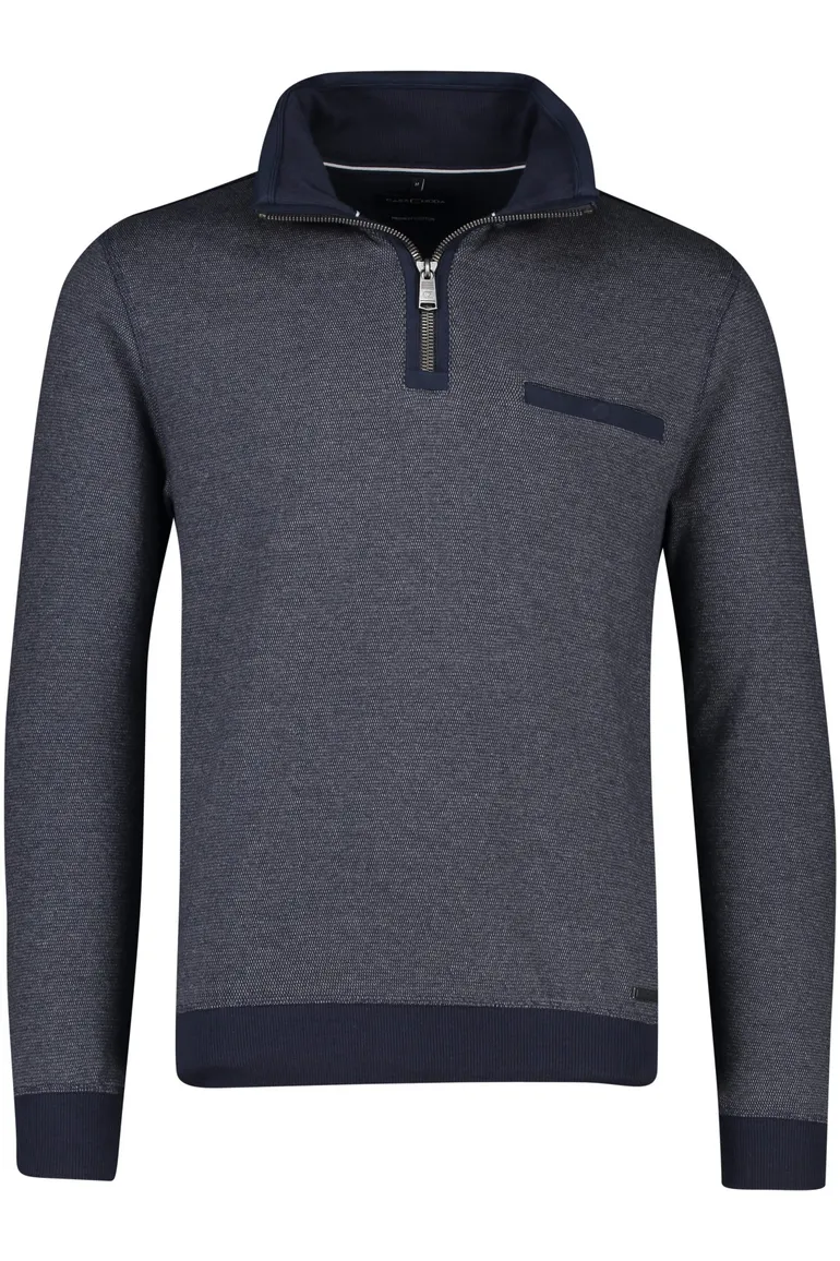 Casa Moda trui opstaande kraag met rits donkerblauw
