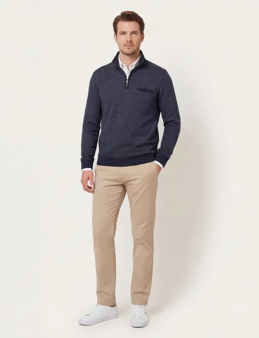 Trui Casa Moda donkerblauw borstzak