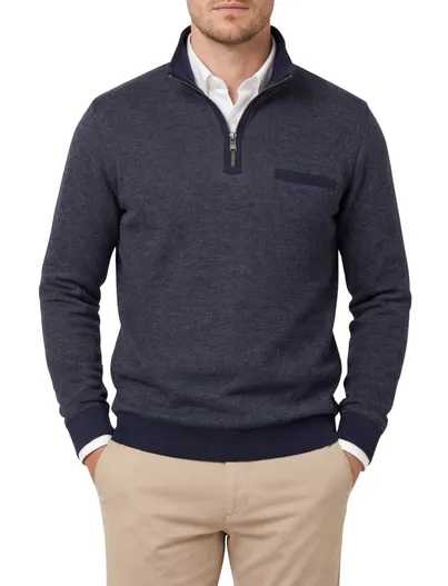 Casa Moda Casa Moda trui opstaande kraag met rits donkerblauw
