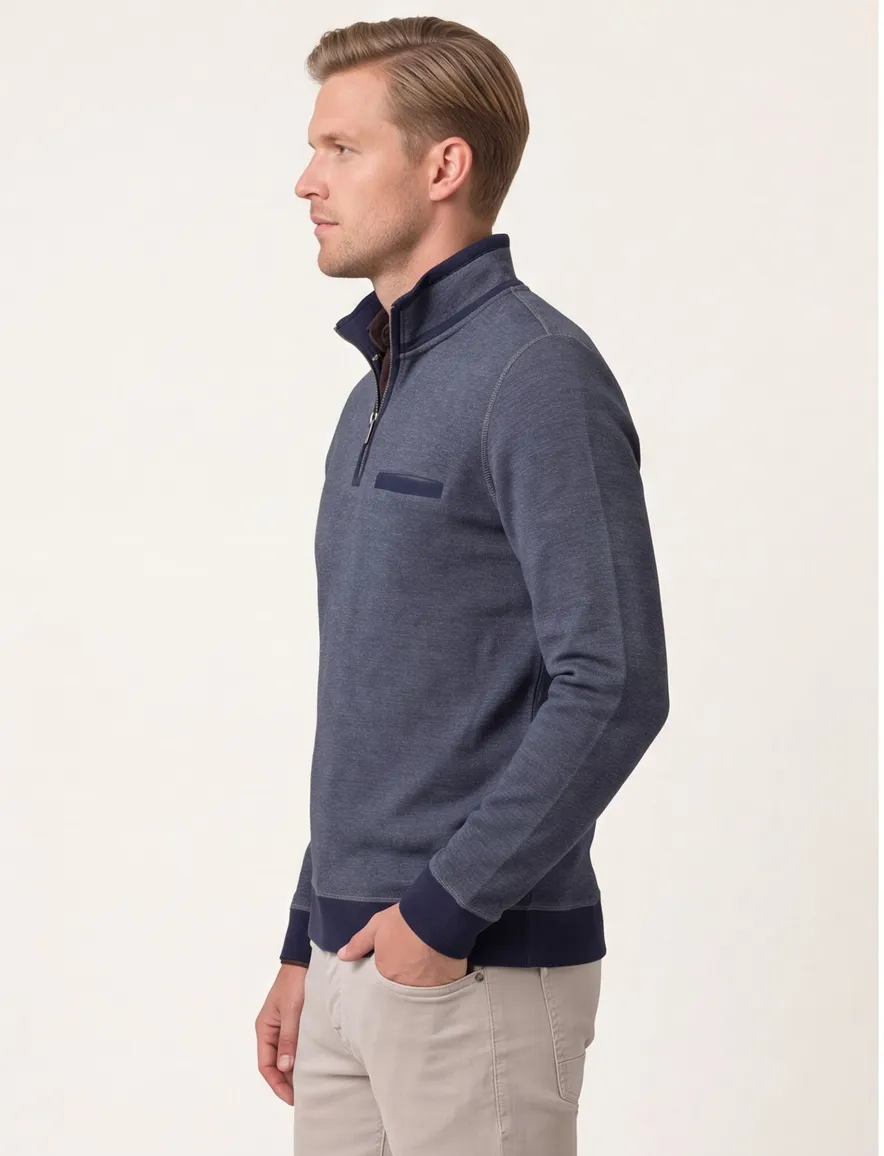 Casa Moda trui opstaande kraag borst navy