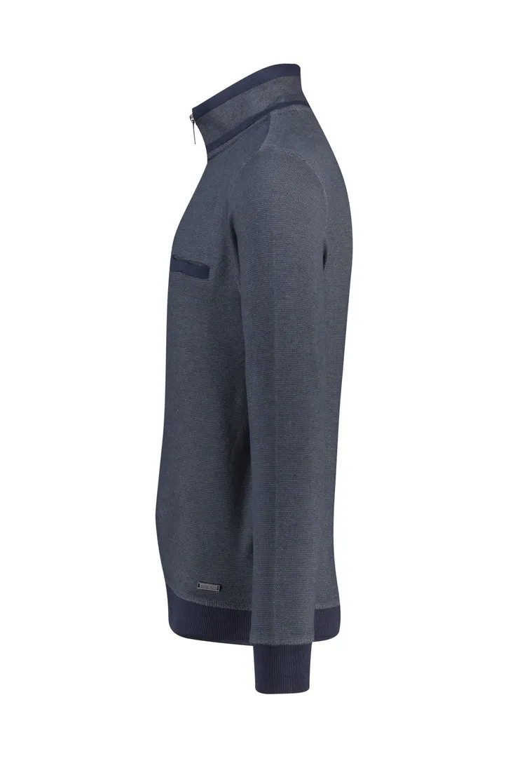 Casa Moda trui opstaande kraag borstzak navy