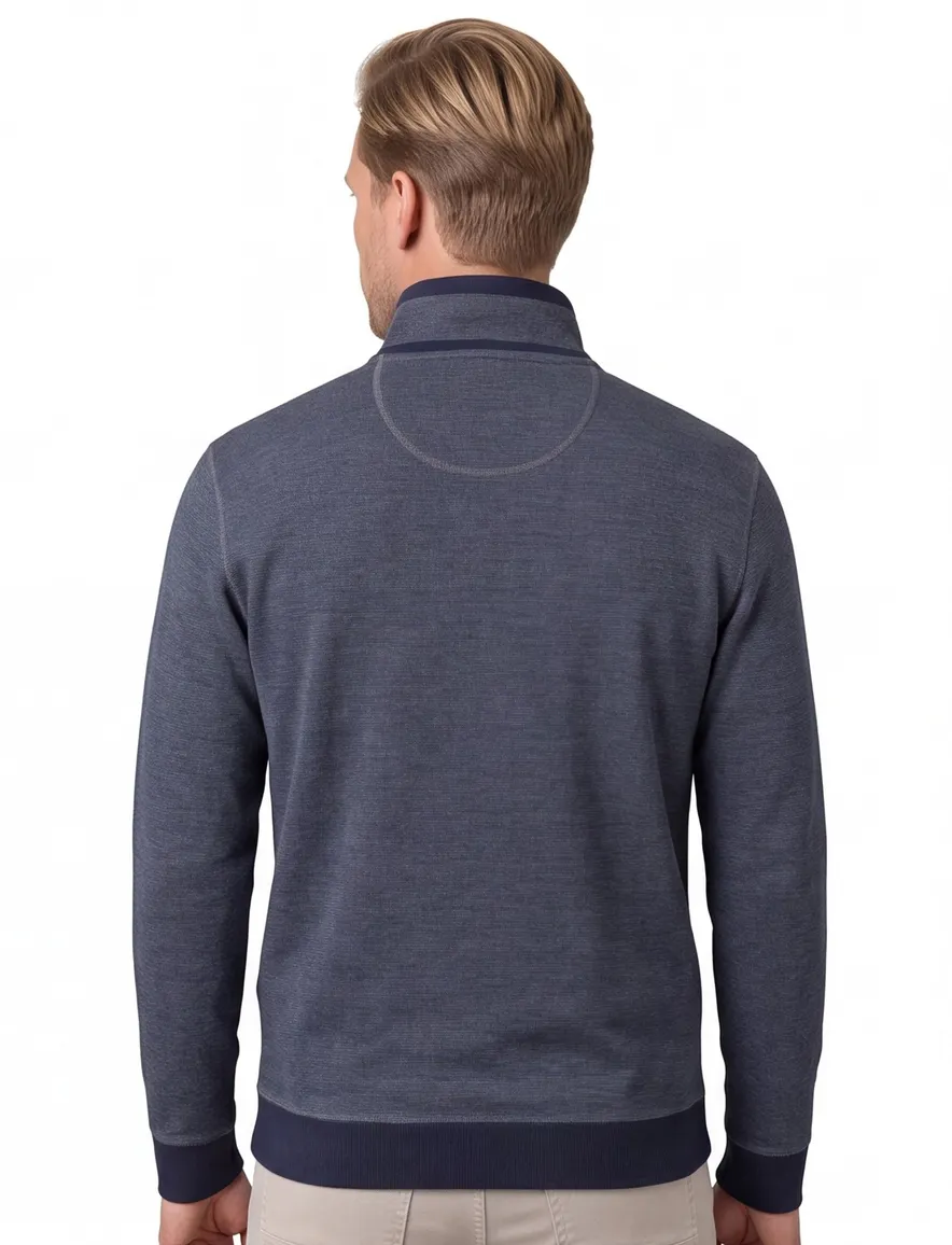 Casa Moda trui opstaande kraag borst navy