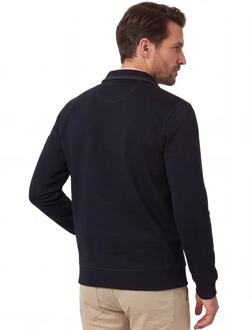 Casa Moda vest navy met opstaande kraag