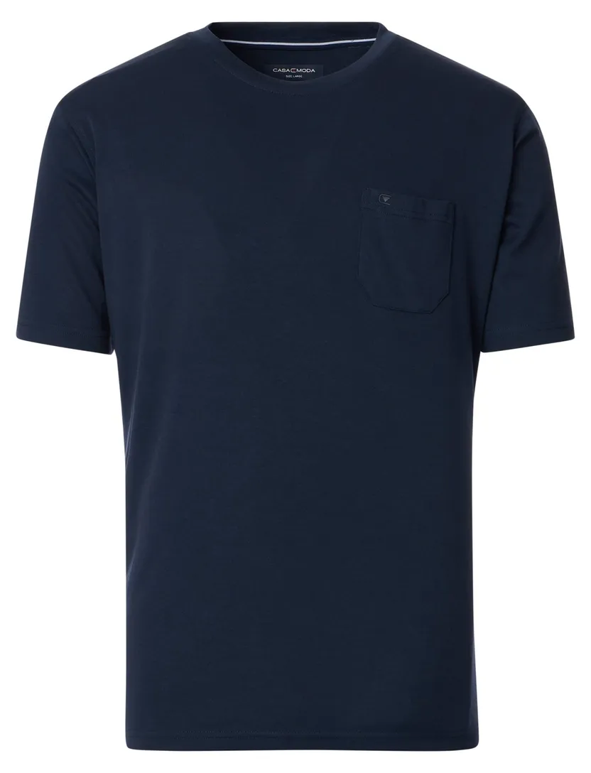 t-shirt Casa Moda donkerblauw borstzak katoen