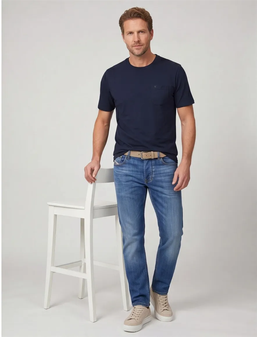 Casa Moda t-shirt donkerblauw wijde fit katoen