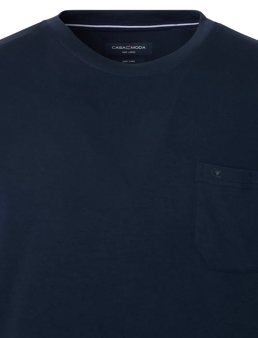 t-shirt Casa Moda donkerblauw borstzak katoen