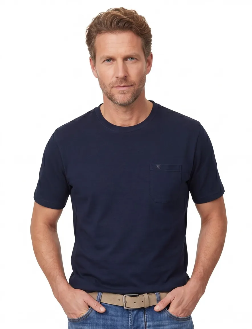 Casa Moda t-shirt donkerblauw wijde fit katoen