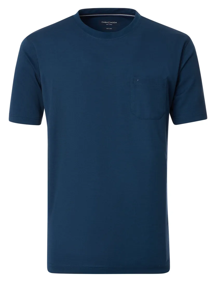 Casa Moda t-shirt effen katoen donkerblauw wijde fit