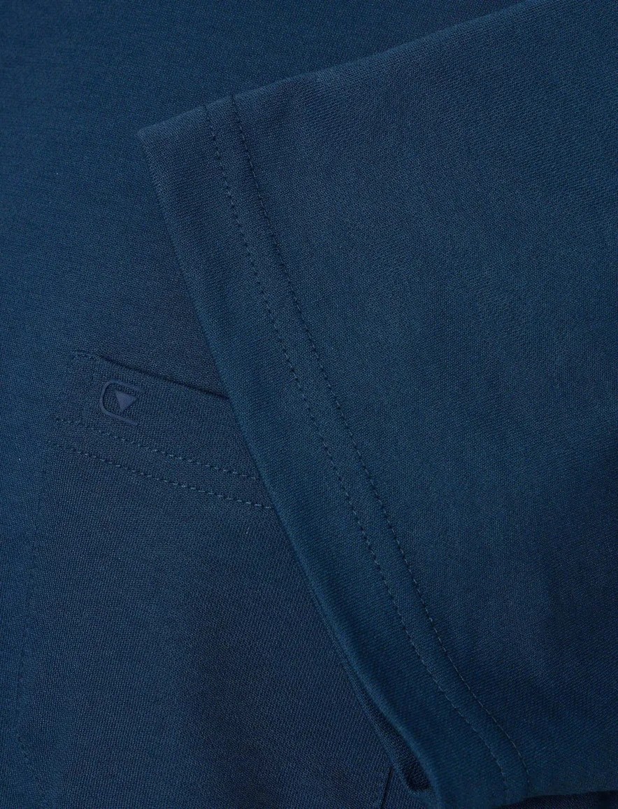 Casa Moda t-shirt donkerblauw effen katoen borstzak
