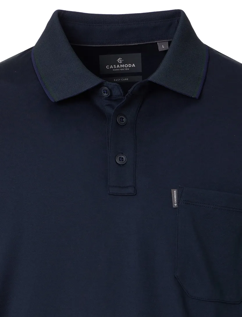 poloshirt korte mouw Casa Moda effen donkerblauw