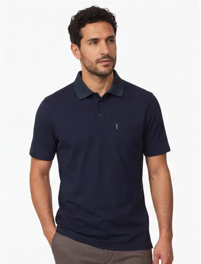 Casa Moda Casa Moda poloshirt korte mouw donkerblauw pique