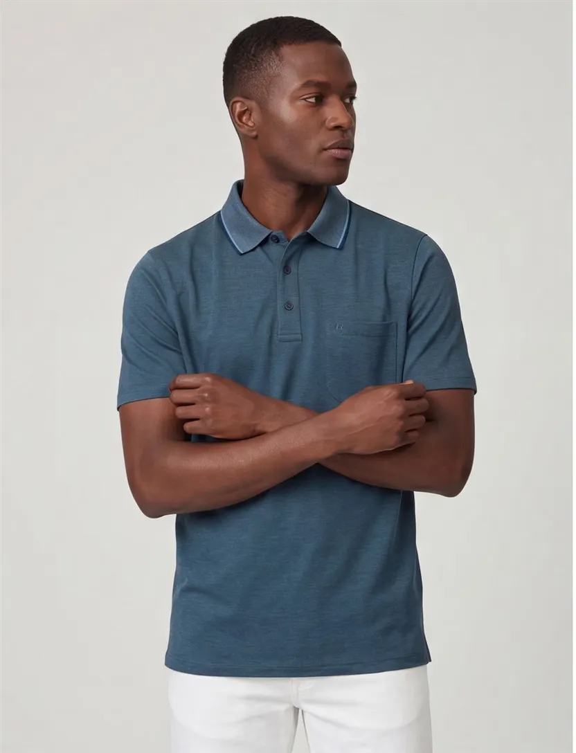 poloshirt korte mouw Casa Moda donkerblauw wijde fit