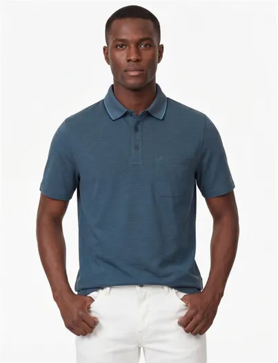 Casa Moda poloshirt korte mouw Casa Moda donkerblauw wijde fit