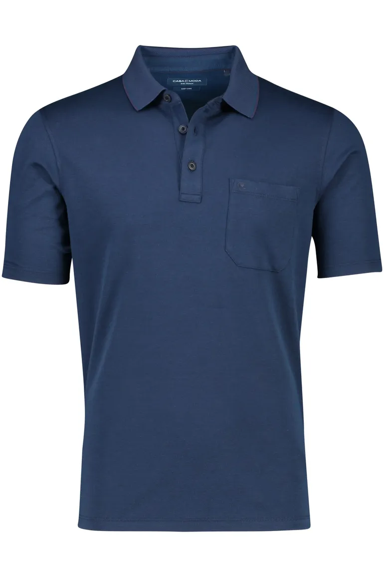 Casa Moda polo wijde fit donkerblauw effen katoen